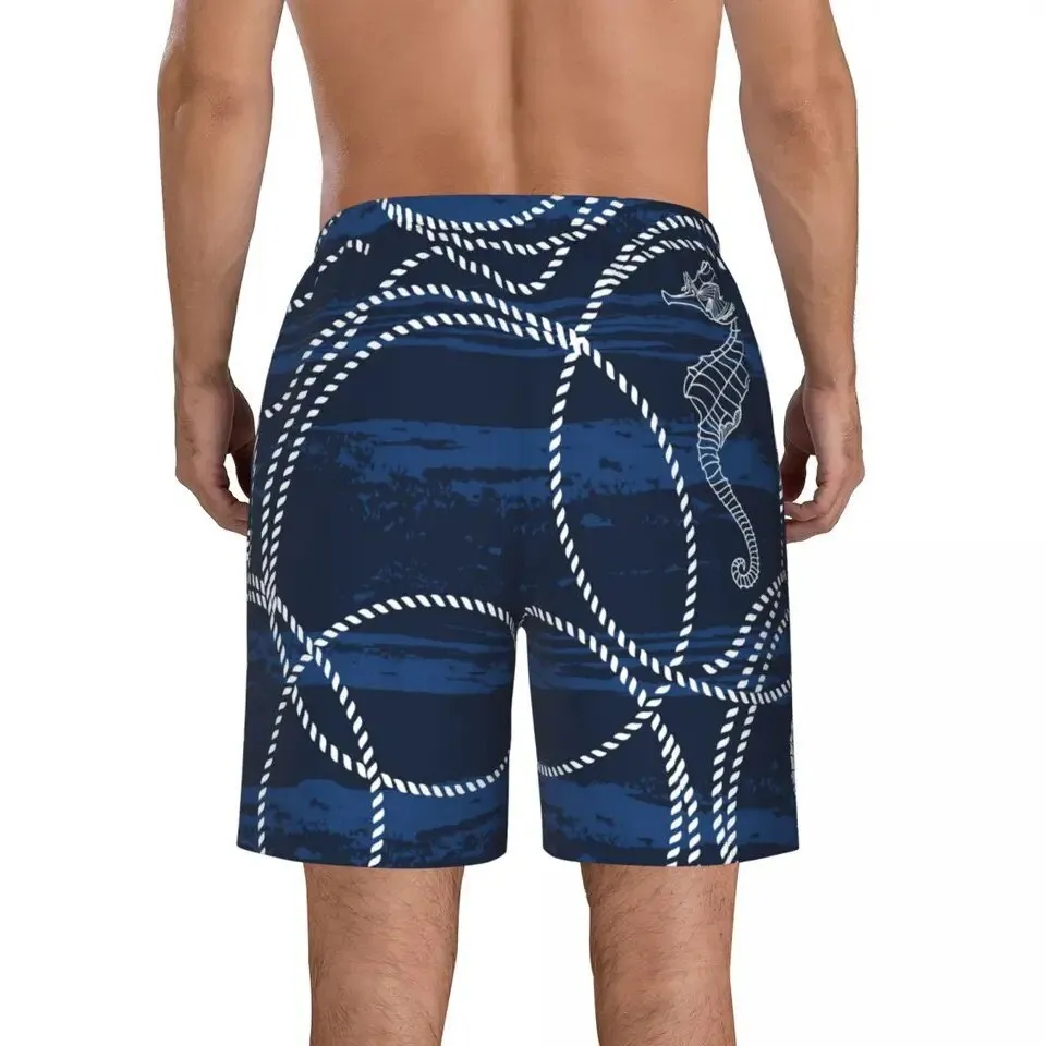 Swimwear Shorts Men: Seahorse Navy Blue