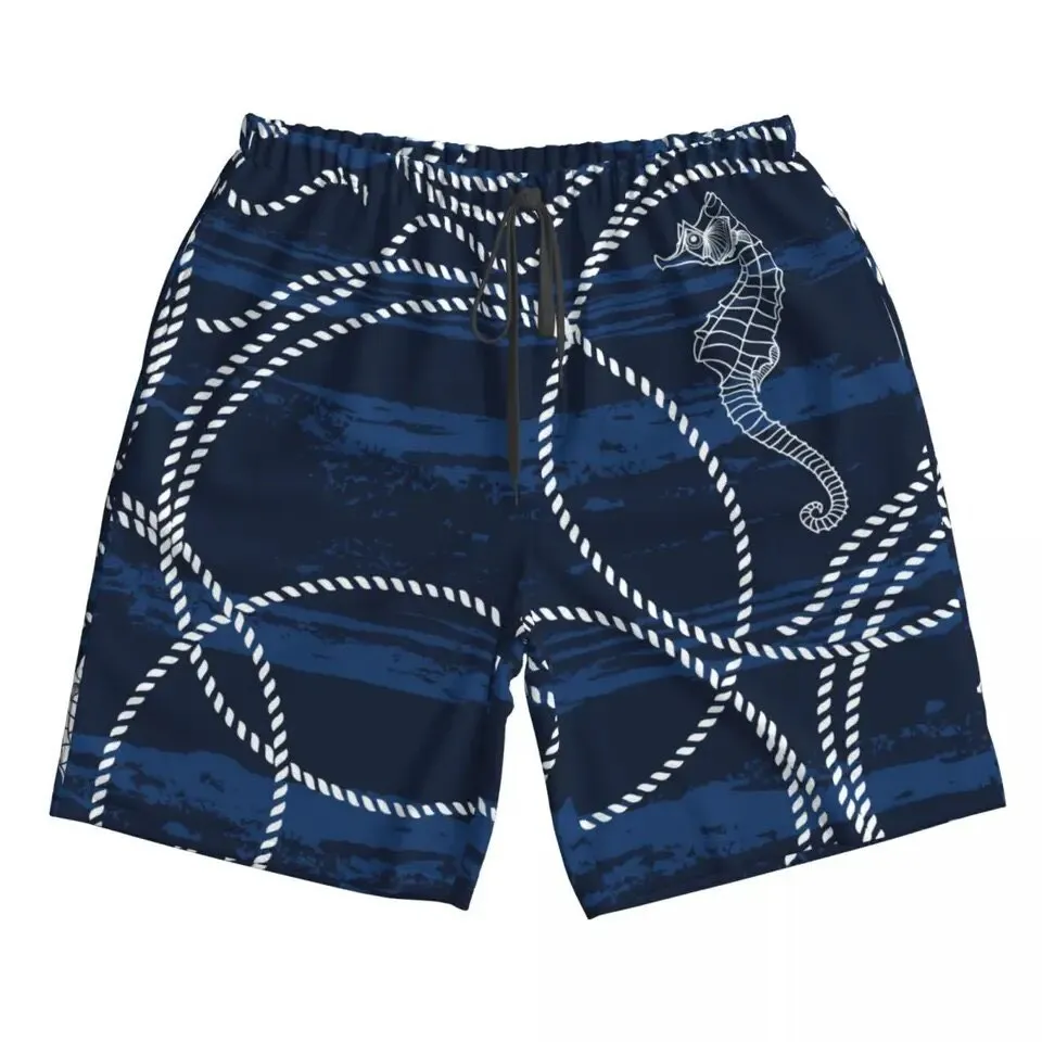 Swimwear Shorts Men: Seahorse Navy Blue