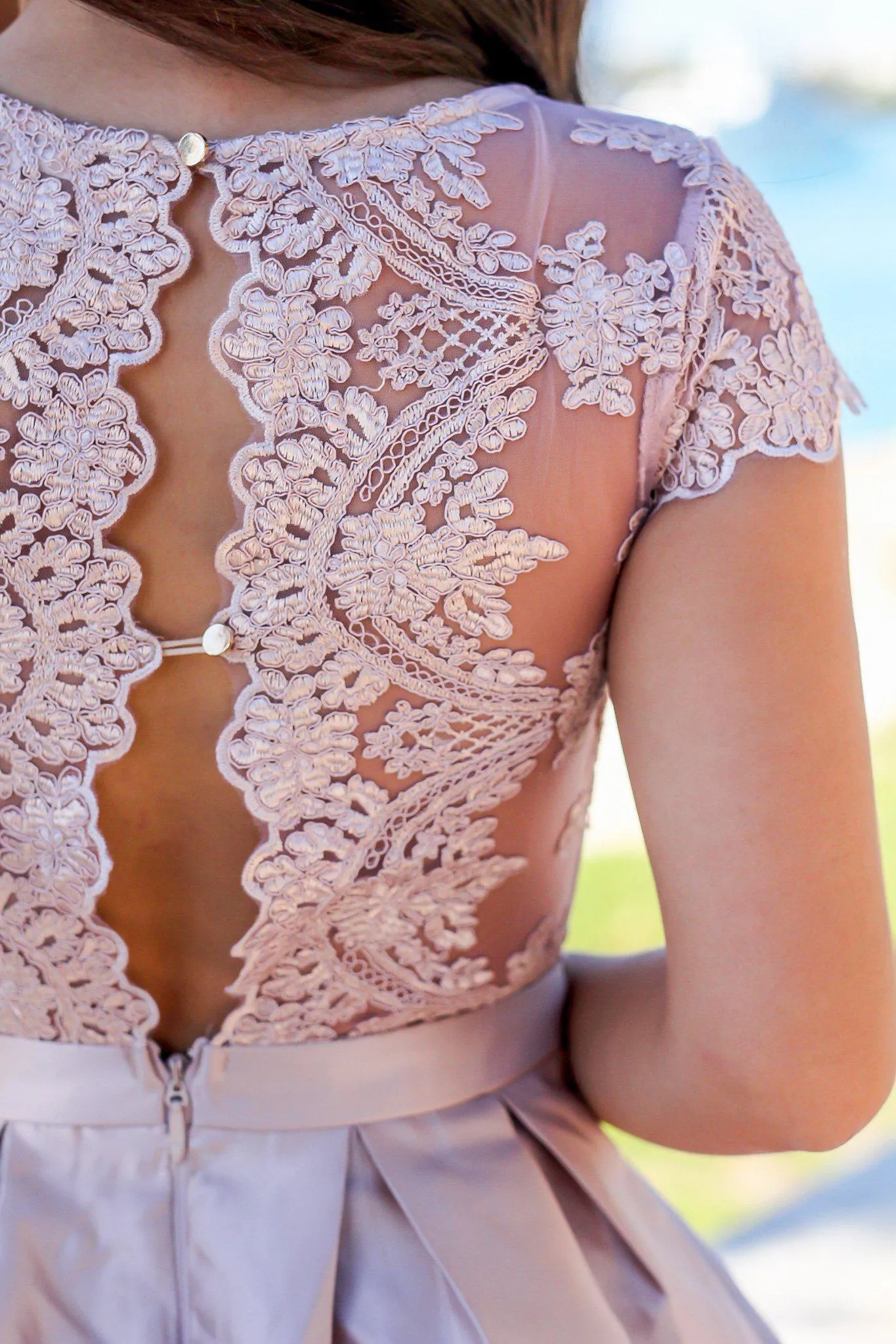 Taupe Maxi Dress with Embroidered Top
