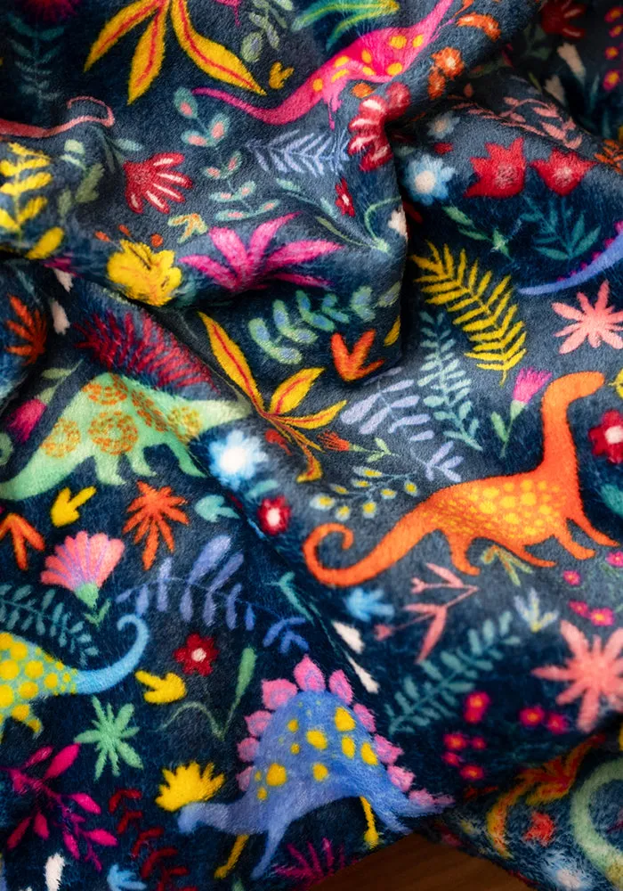 Teal Dinosaur Print Fleece Dressing Gown